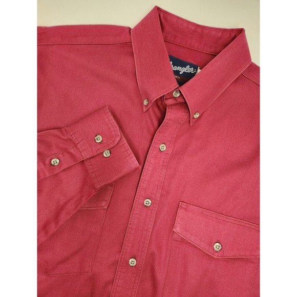 Vintage Wrangler Western Shirt Men's 17/35 Red Button Up Country Western‎ Cowboy - Picture 1 of 6